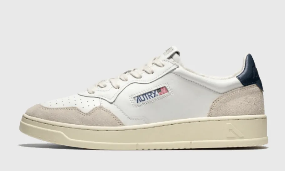Medalist Leather Suede Low White Navy<AUTRY Sale