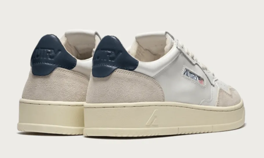 Medalist Leather Suede Low White Navy<AUTRY Sale
