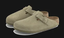 Boston Suede Regular Faded Khaki<Birkenstock Clearance