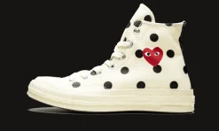 Chuck Taylor All-Star 70s Hi Comme des Garçons PLAY Polka Dot White<Converse New