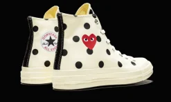 Chuck Taylor All-Star 70s Hi Comme des Garçons PLAY Polka Dot White<Converse New