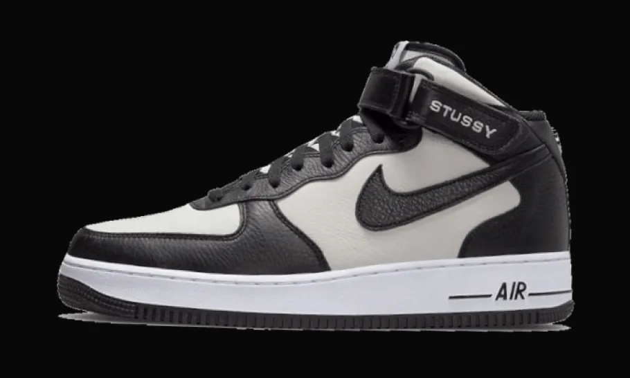 Air Force 1 Mid Stussy Grey Black<Nike Fashion