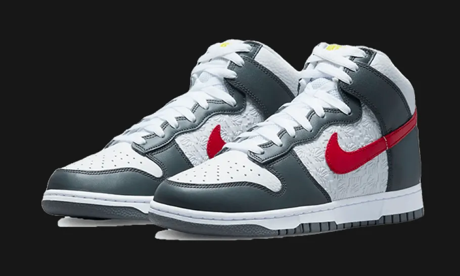 Dunk High Embossed Basketball Grey Red<Nike Discount